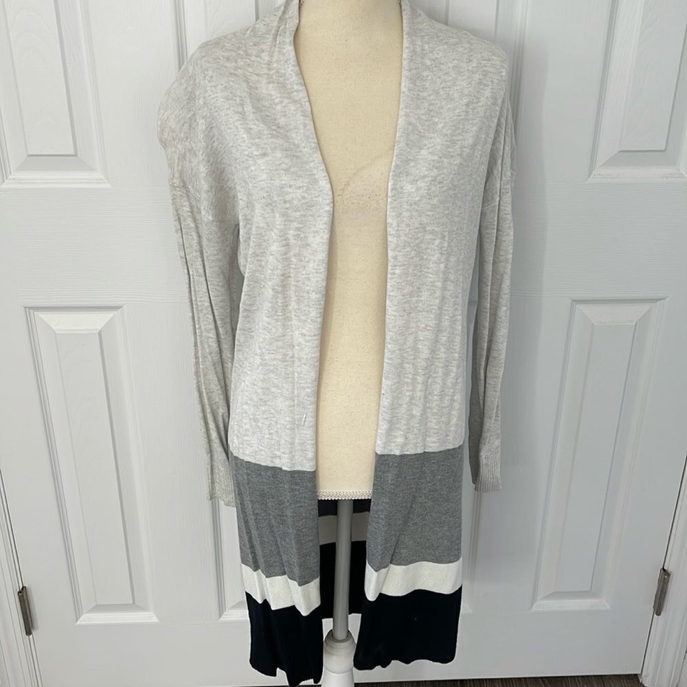 Open Colorblock Charcoal Grey/Light Grey/black Cardigan